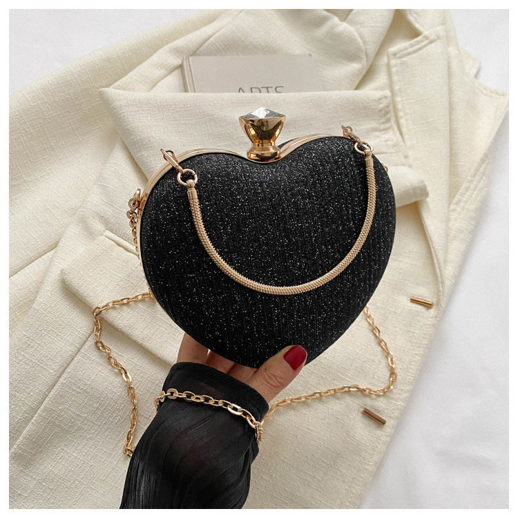 Evening Clutch Bag Shiny Heart Shape