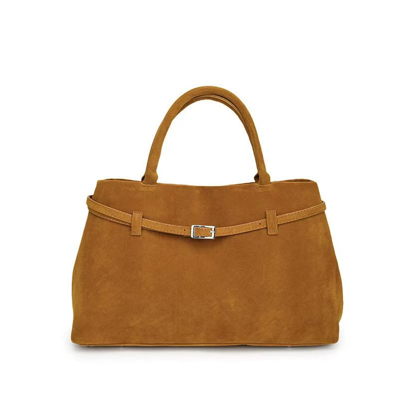 Design Solid Faux Suede Handbag