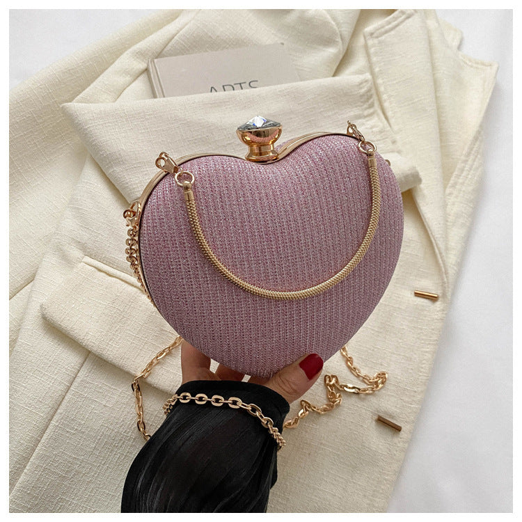 Evening Clutch Bag Shiny Heart Shape