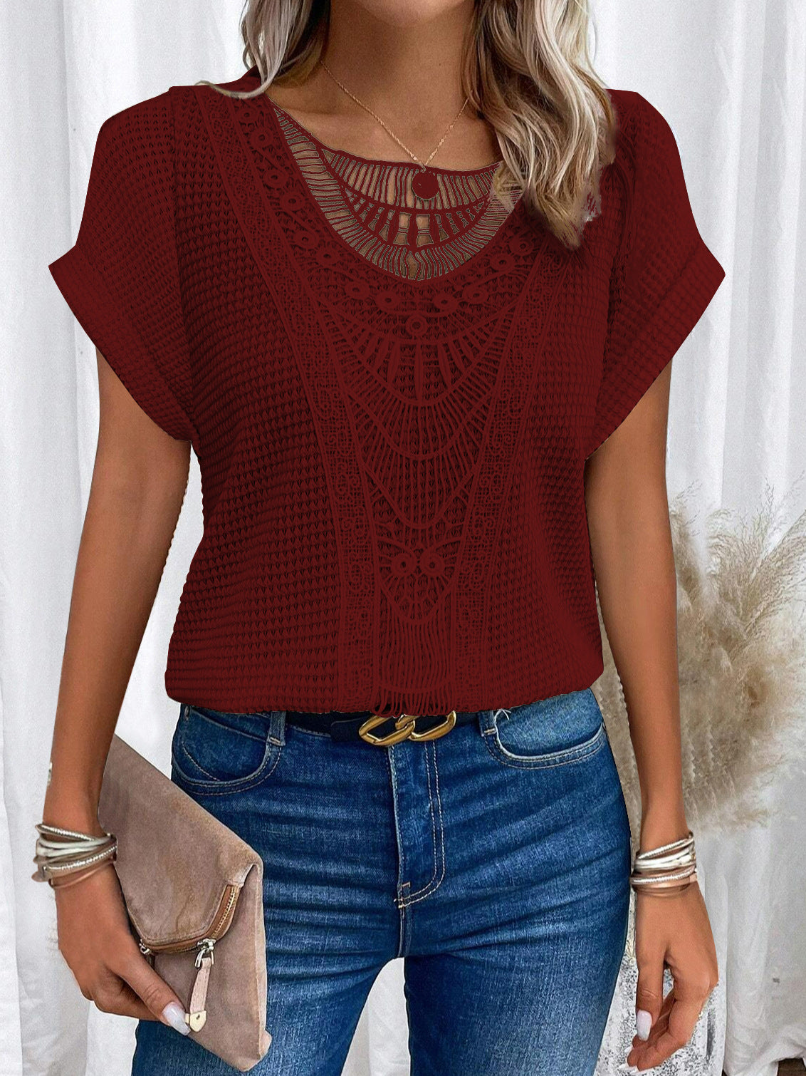 Hollow Out Short-sleeved T-shirt