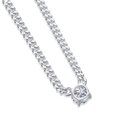 Cuban Necklace — Signature Sterling Silver Pendant Necklace (Luxury Moissanite)