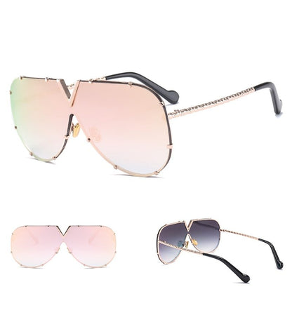 Sunglasses, frameless, rivet, personality glasses