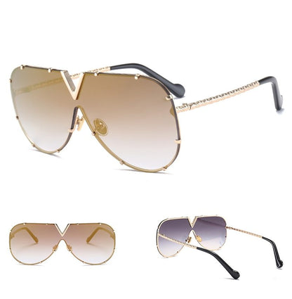 Sunglasses, frameless, rivet, personality glasses