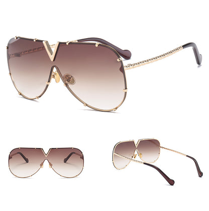 Sunglasses, frameless, rivet, personality glasses