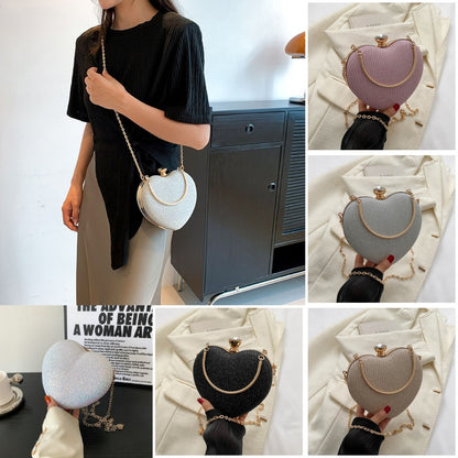 Evening Clutch Bag Shiny Heart Shape