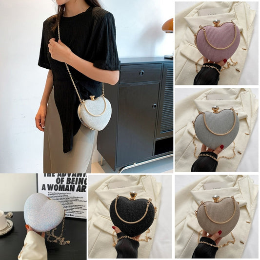 Evening Clutch Bag Shiny Heart Shape
