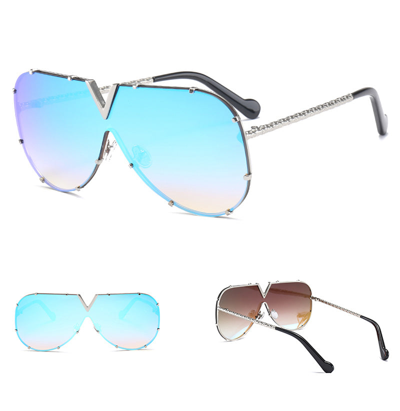 Sunglasses, frameless, rivet, personality glasses