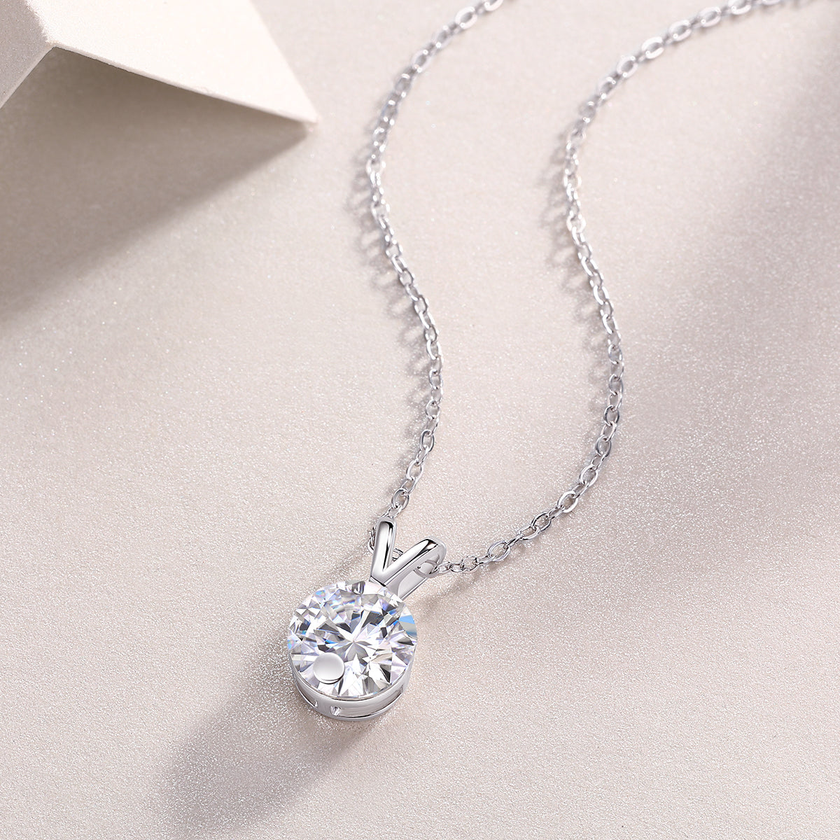 Diamond Sparkle V-Chain — Signature Sterling Silver Pendant Necklace (Luxury Moissanite)