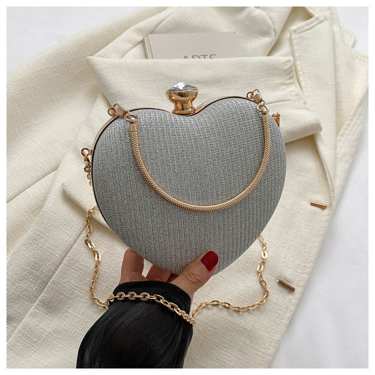 Evening Clutch Bag Shiny Heart Shape