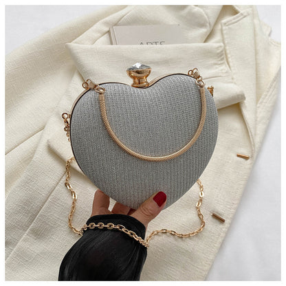 Evening Clutch Bag Shiny Heart Shape