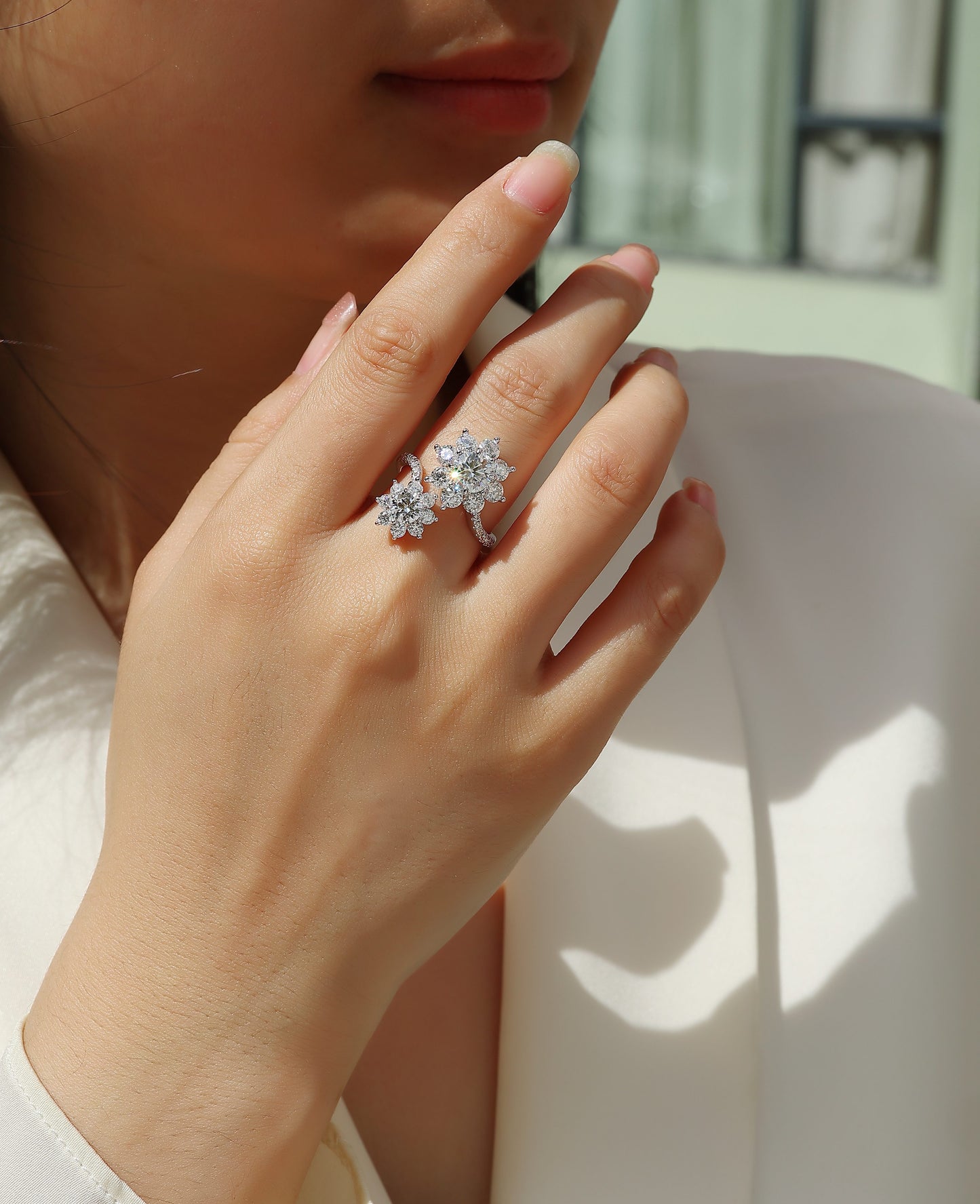 Petal Morning Dew — Signature Sterling Silver Ring (1 Carat)