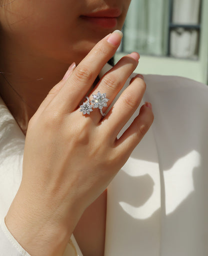 Petal Morning Dew — Signature Sterling Silver Ring (1 Carat)