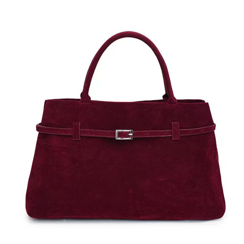 Design Solid Faux Suede Handbag