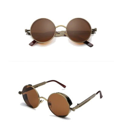 Gothic Steampunk Sunglasses Round Lens Metal Frame