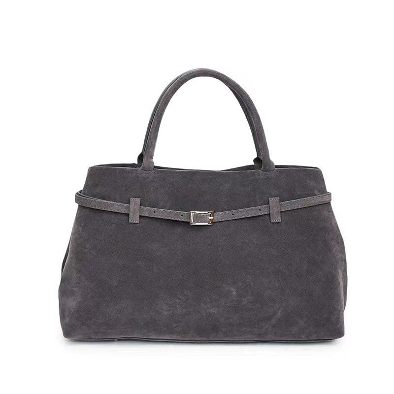 Design Solid Faux Suede Handbag