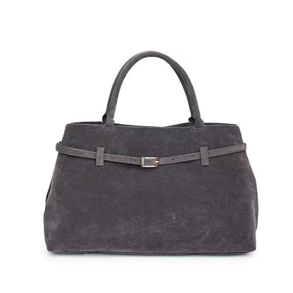 Design Solid Faux Suede Handbag