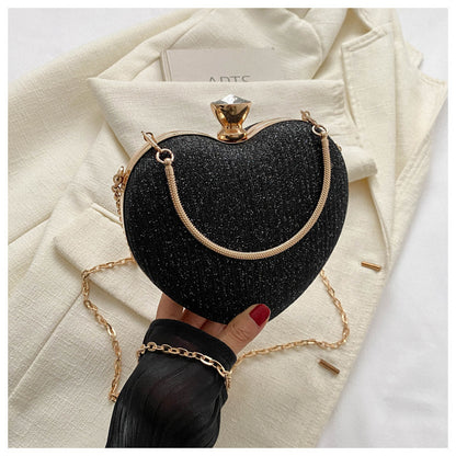 Evening Clutch Bag Shiny Heart Shape