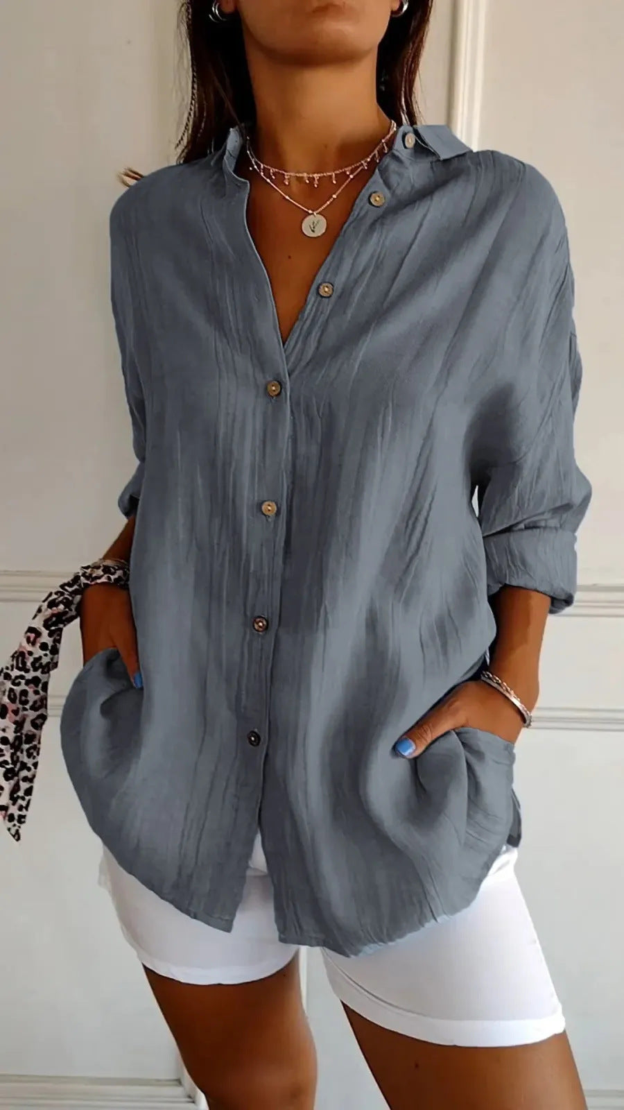 Lapel Long Sleeve Shirt