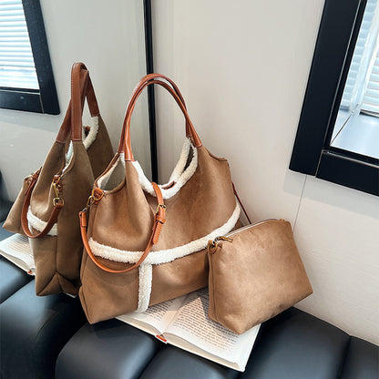 Plush Totes Casual Large-capacity Suede Handbag