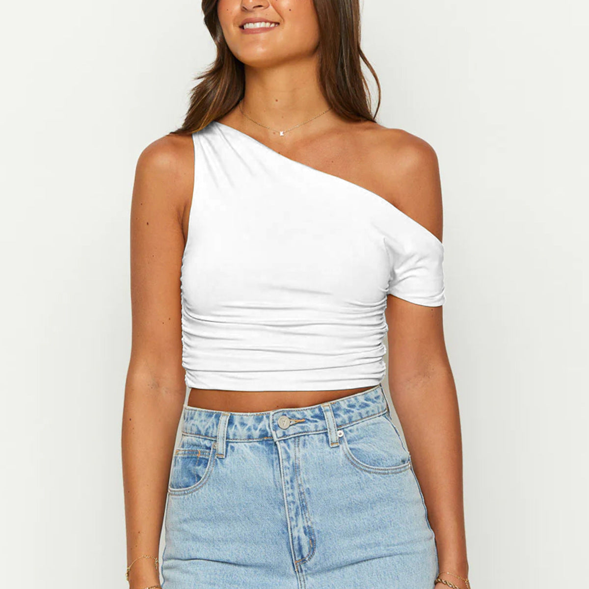 Slim One-shoulder Crop Vest