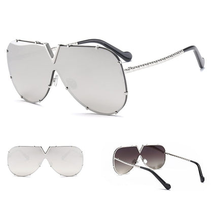 Sunglasses, frameless, rivet, personality glasses