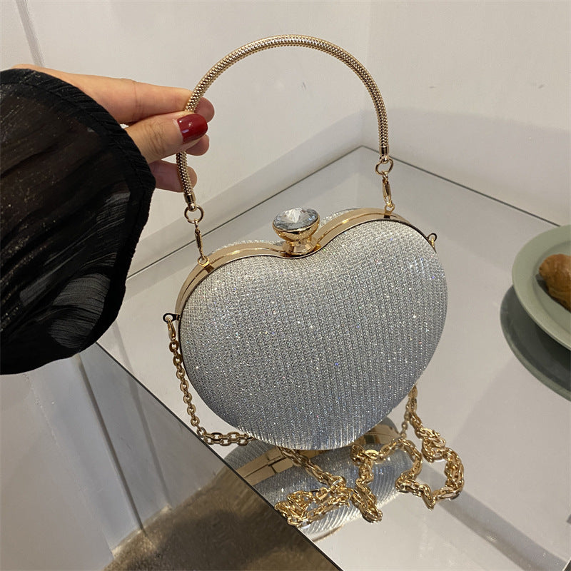 Evening Clutch Bag Shiny Heart Shape