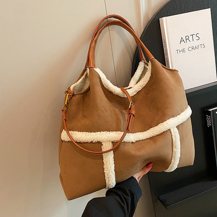 Plush Totes Casual Large-capacity Suede Handbag