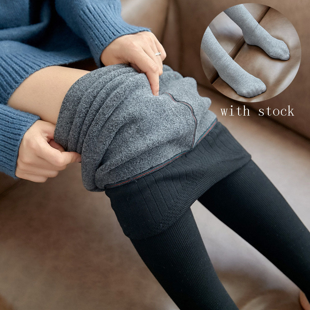 High-Waist Plush Striped Leggings