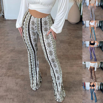 High Elastic Tight Pants Slim Print