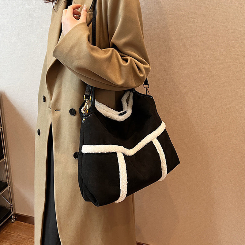 Plush Totes Casual Large-capacity Suede Handbag