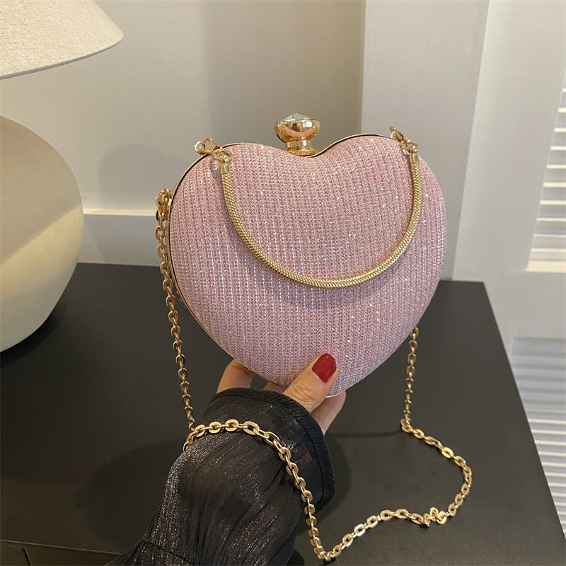 Evening Clutch Bag Shiny Heart Shape