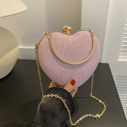 Evening Clutch Bag Shiny Heart Shape
