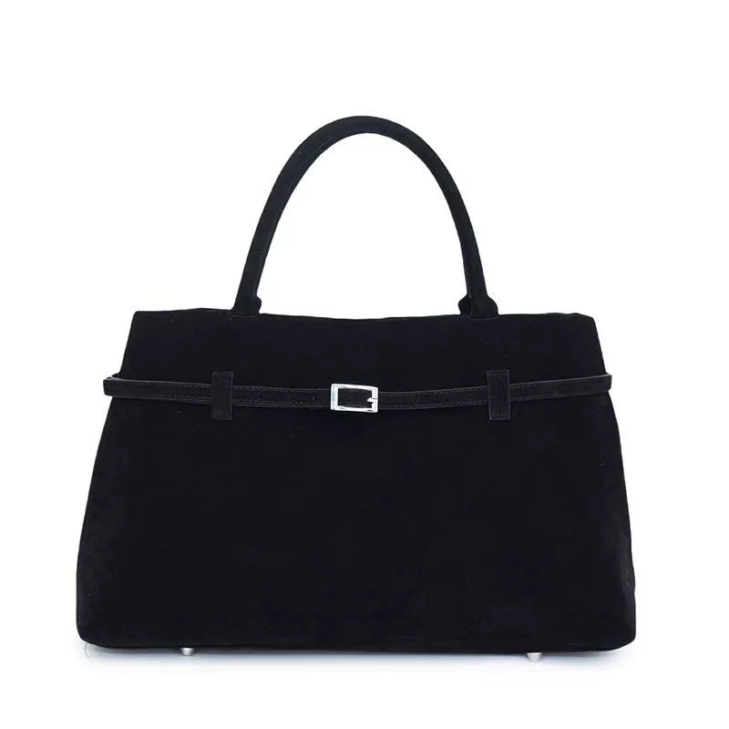Design Solid Faux Suede Handbag