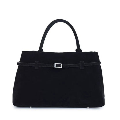 Design Solid Faux Suede Handbag