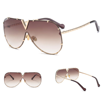 Sunglasses, frameless, rivet, personality glasses