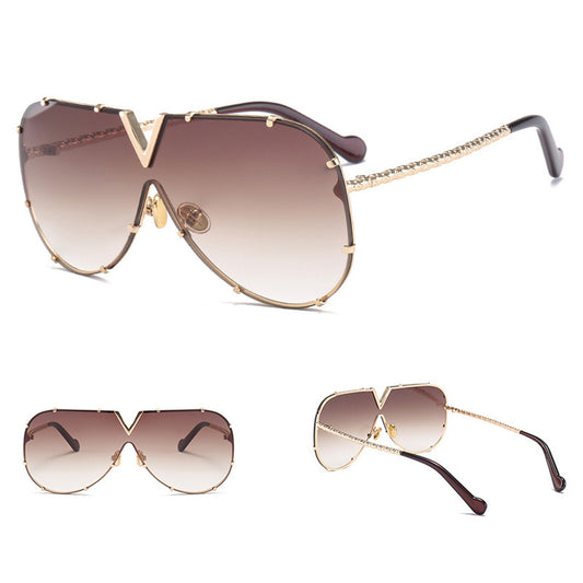 Sunglasses, frameless, rivet, personality glasses