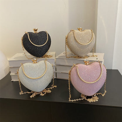 Evening Clutch Bag Shiny Heart Shape