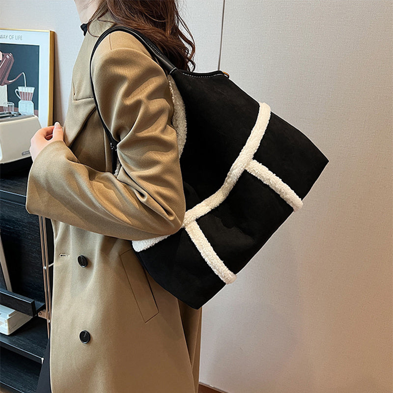 Plush Totes Casual Large-capacity Suede Handbag