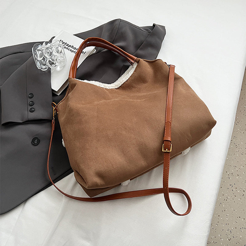 Plush Totes Casual Large-capacity Suede Handbag