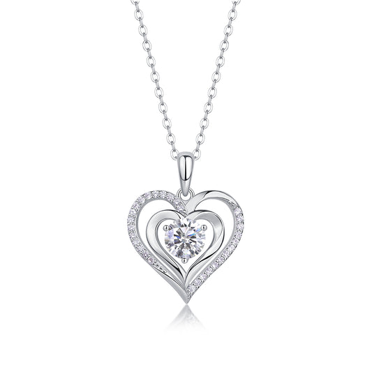 Heart To Heart — Signature Sterling Silver Pendant Necklace (Luxury Moissanite)