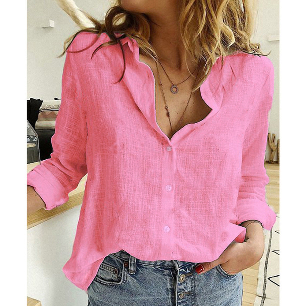 Loose Button Lapel Cardigan Top