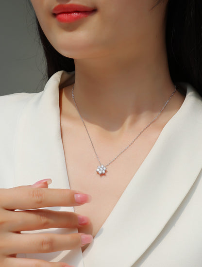 Snowflakes Fluttering — Signature Sterling Silver Pendant Necklace (Luxury Moissanite)