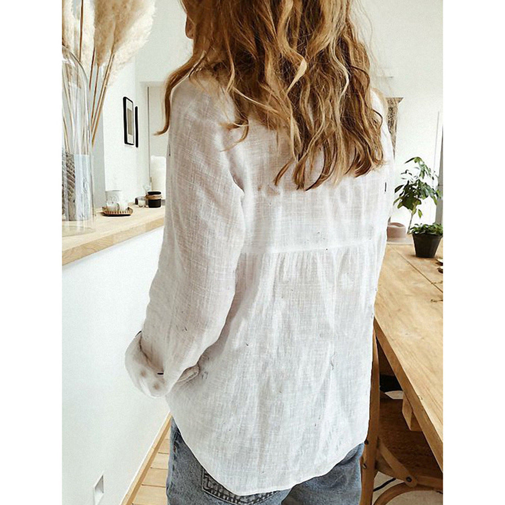 Loose Button Lapel Cardigan Top
