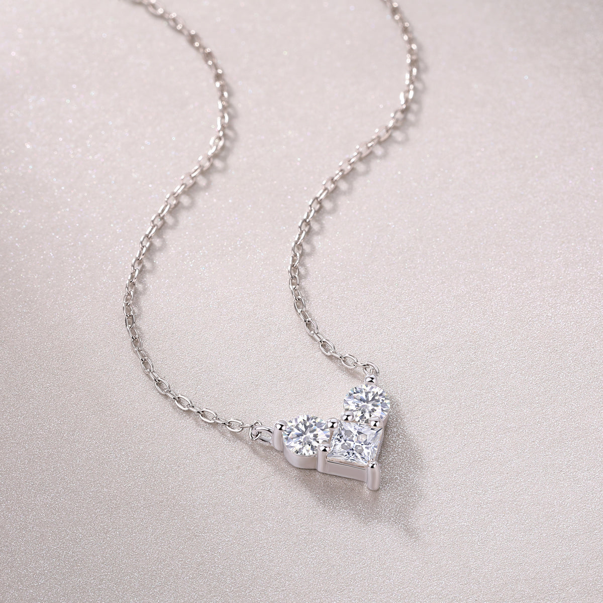 Love In The Present — Signature Sterling Silver Pendant Necklace (Square, Luxury Moissanite)