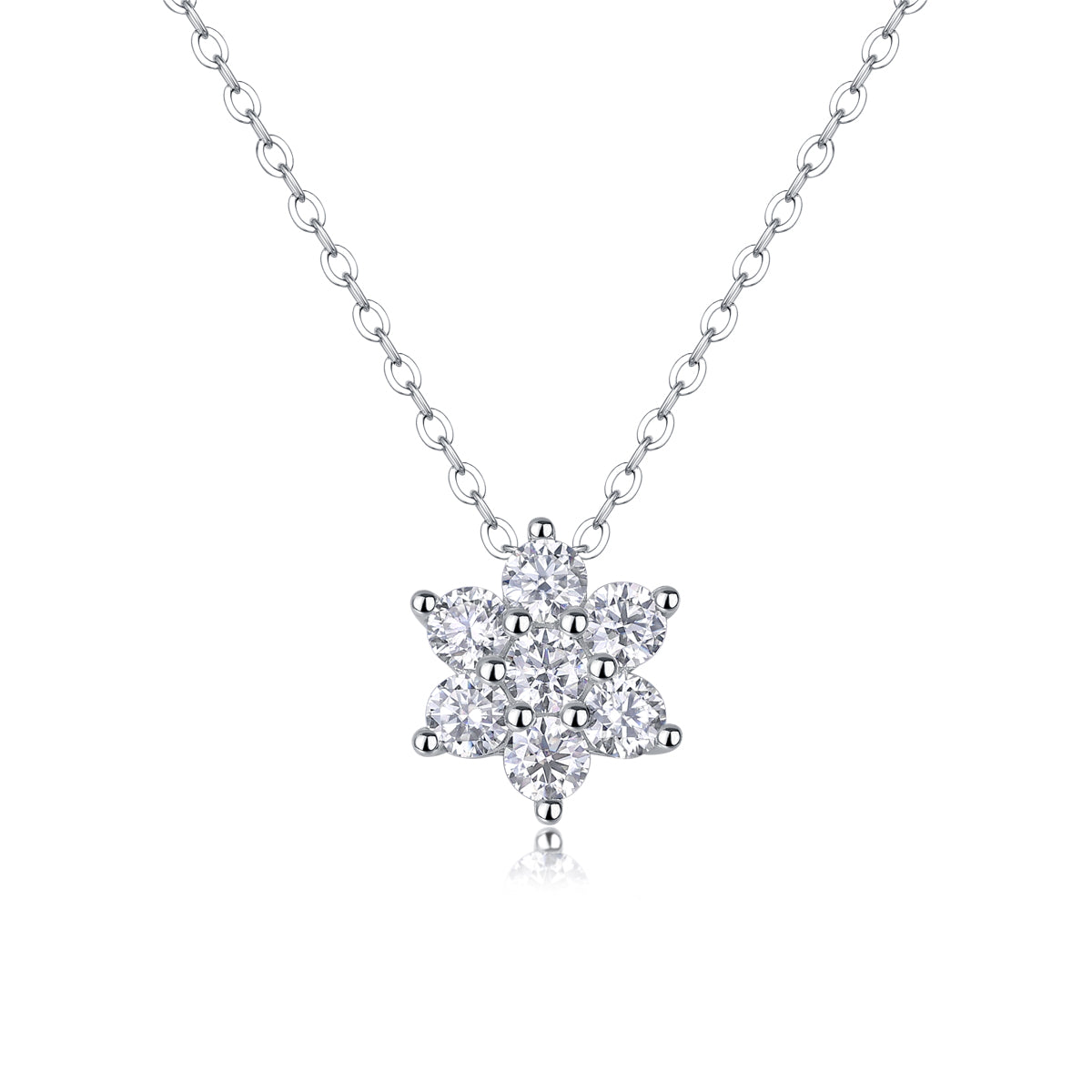 Snowflakes Fluttering — Signature Sterling Silver Pendant Necklace (Luxury Moissanite)