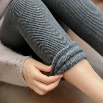 High-Waist Plush Striped Leggings