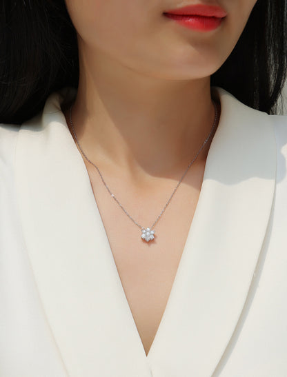 Snowflakes Fluttering — Signature Sterling Silver Pendant Necklace (Luxury Moissanite)