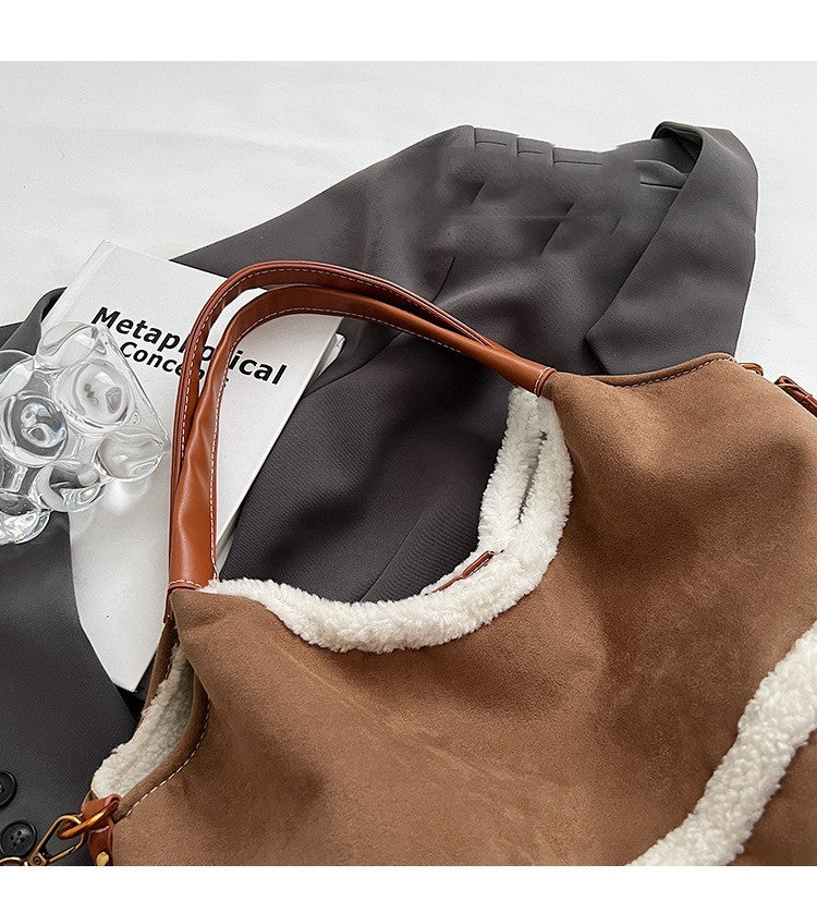 Plush Totes Casual Large-capacity Suede Handbag
