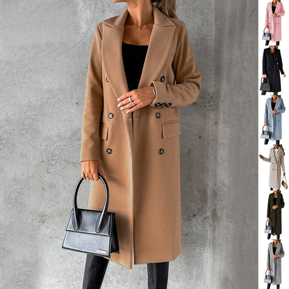 elegant Double-Breasted Lapel Winter Coat