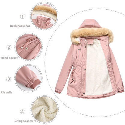 Detachable Hooded Fleece Winter Coat